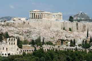 Vista aérea da Acrópole de Atenas
