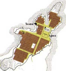 Mapa de Mileto no século VII antes da nosa era