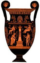Dibujo coloreado de un vaso griego